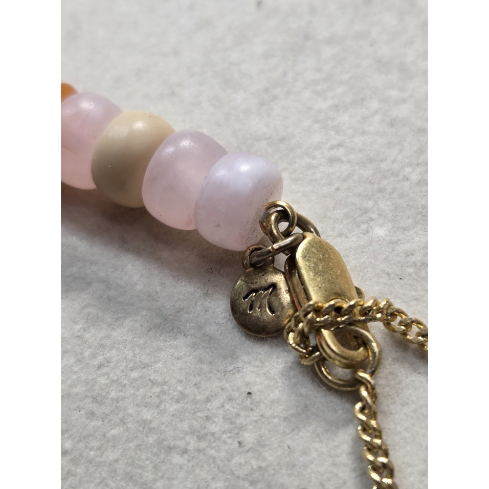 Madewell Acrylic Beaded Necklace 18in Pink Orange Neutral Boho Minimalist - Picture 4 of 4